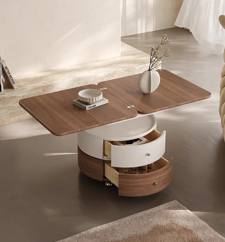

Italian light luxury liftable folding coffee table cream wind multi-functional integrated living room coffee table