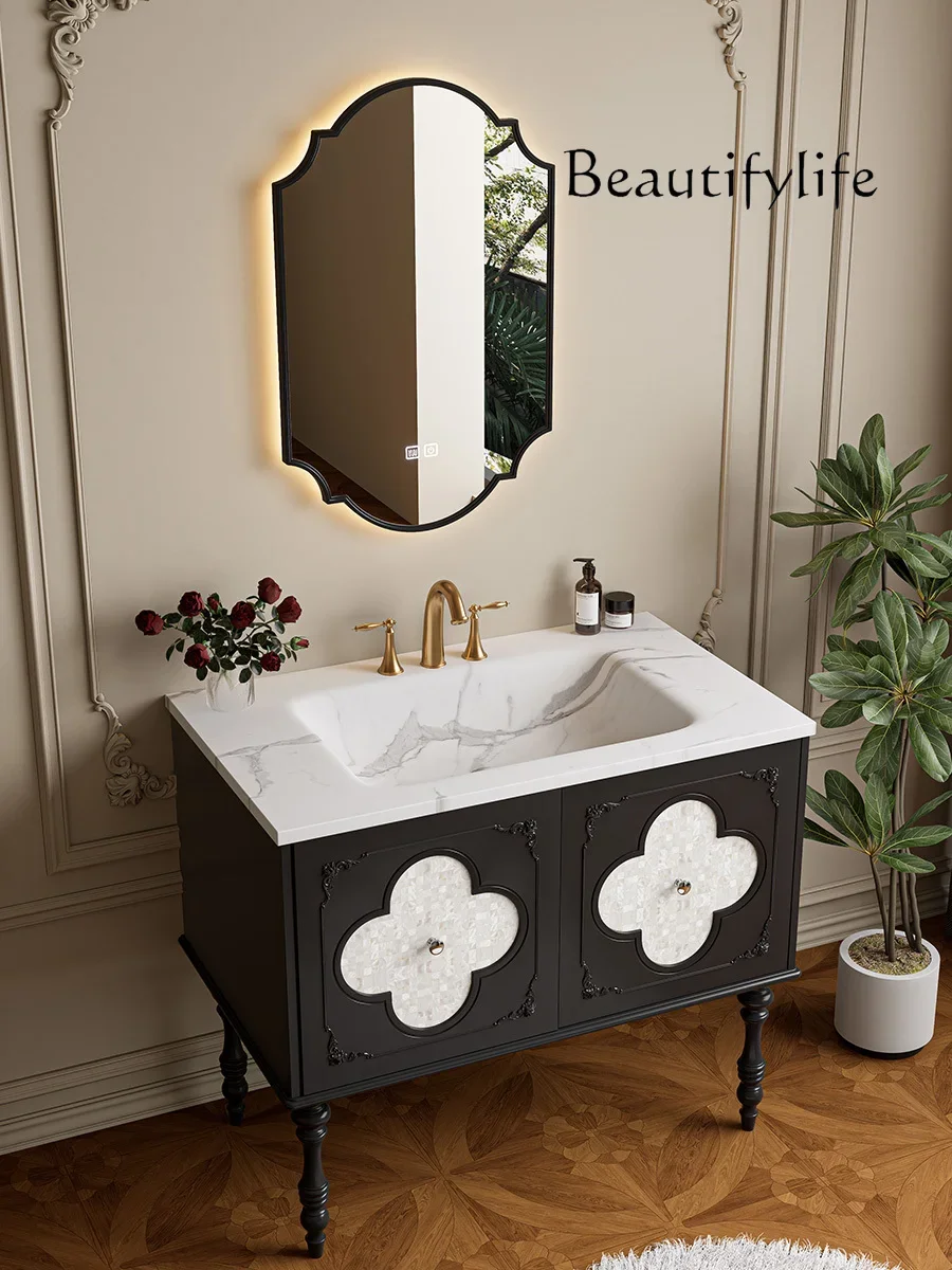 NEW French smart bathroom cabinet integrated basin combined bathroom washbasin