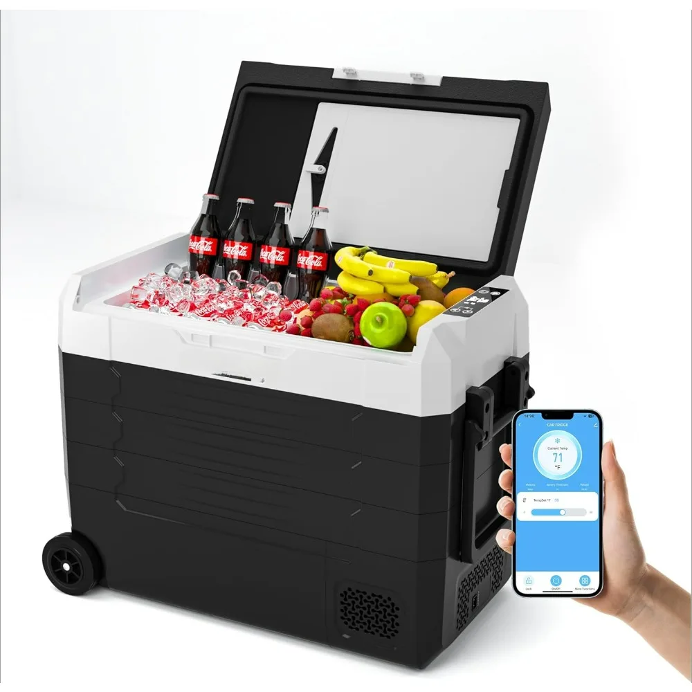 12 Volt Refrigerator - Car Refrigerator 58 Quart Zone Portable Fridge APP Control -4℉~68℉, 12/24V DC & 110/240V Car Freezer