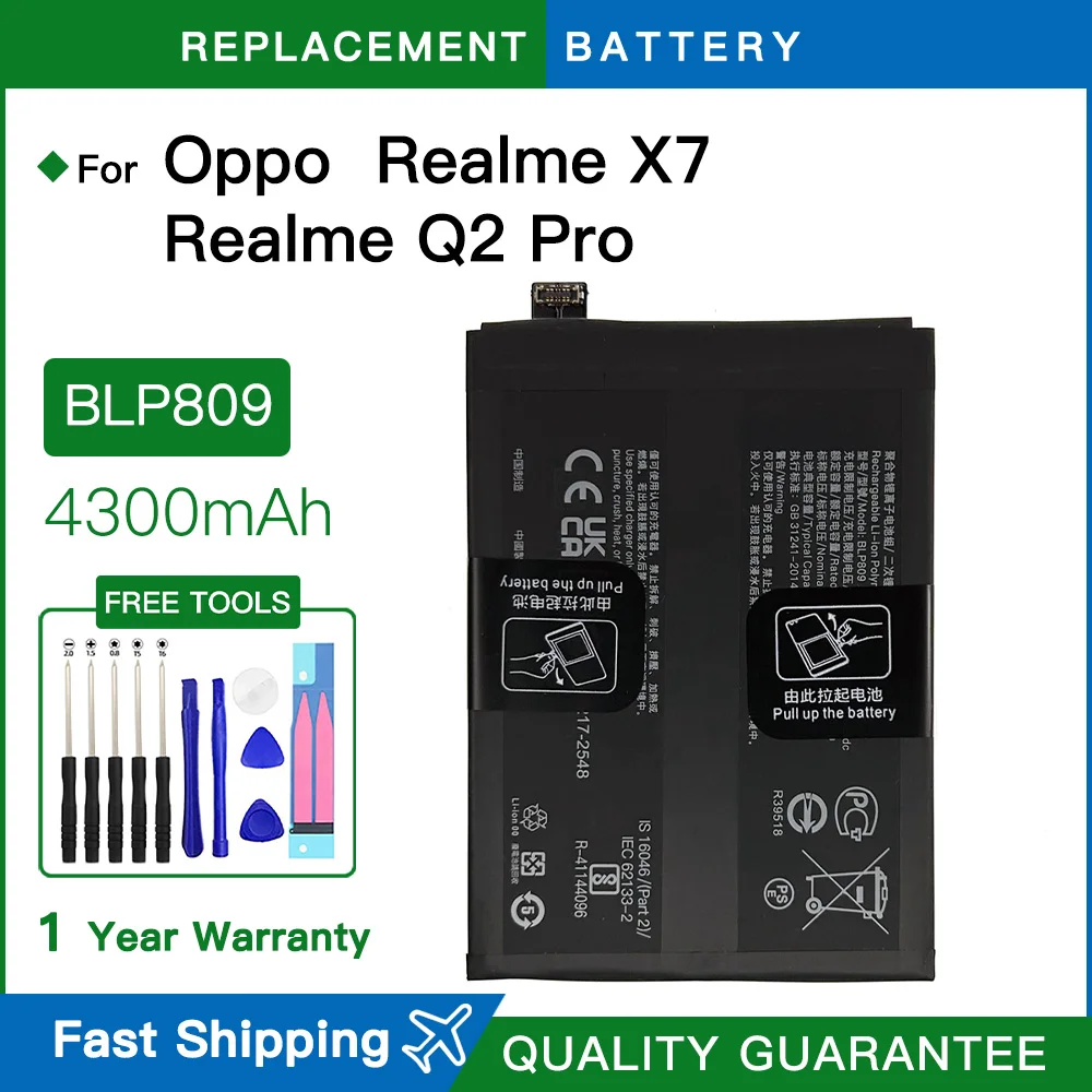 Brand new 4300mAh BLP809 Phone Battery For OPPO Realme X7 / Q2 Pro RMX2173 / GT Master Edition RMX3363 RMX3360 RMX3361 RMX3362