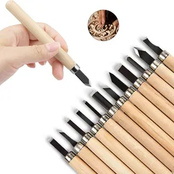 12pcs Professional Wood Carving Chisel Knife Hand Tool Set For Basic Detailed Carving Woodworkers Gouges