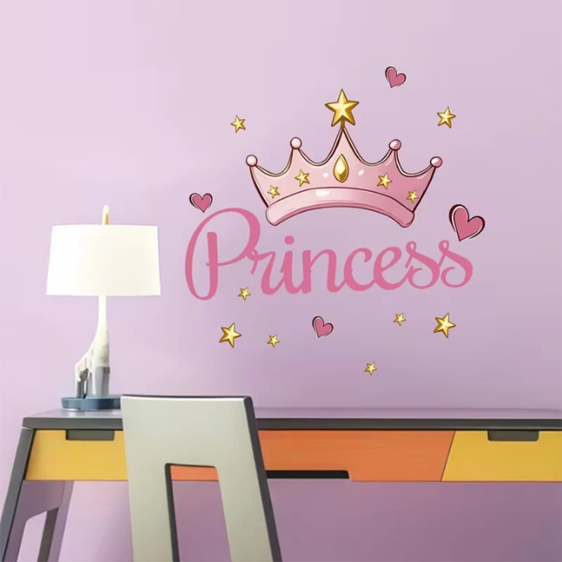 baby girls room 3d princess crown wall sticker self adhesive nursery wall art decal