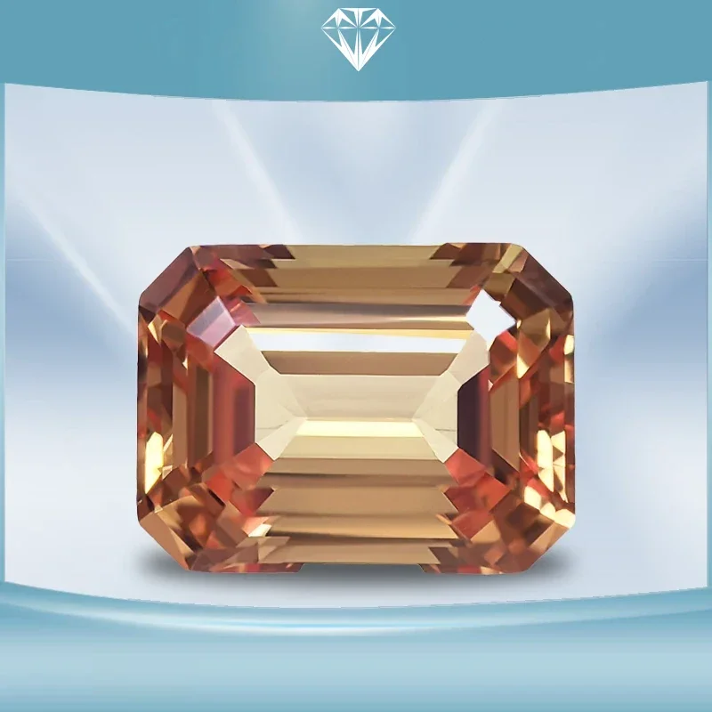 Lab Grown Sapphire Emerald Cut Orange Color Gemstone for Charms DIY Ring Necklace Earrings Materials Selectable AGL Certificate