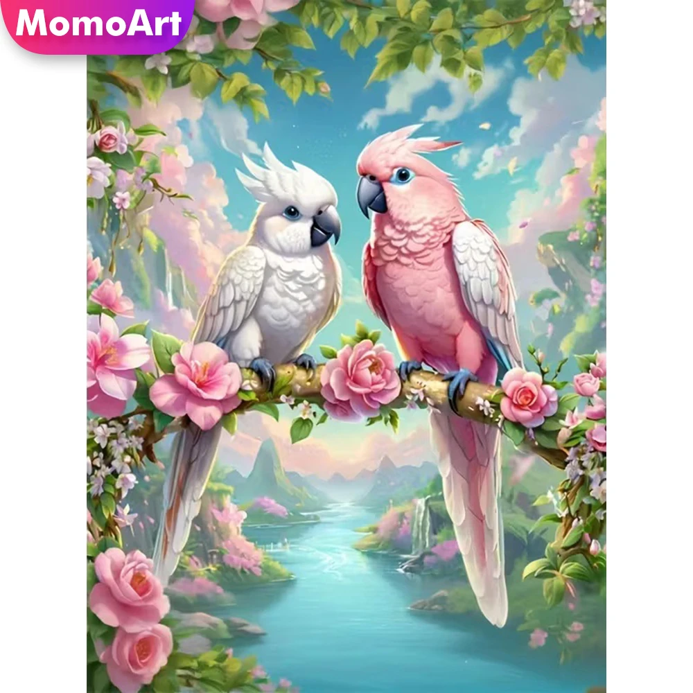 Momoart Diamantmalerei Papagei Tier, geeignet für Anfänger, Stickerei, Vogel, Neuheit, DIY Diamantmosaik, Weihnachtsgeschenke
