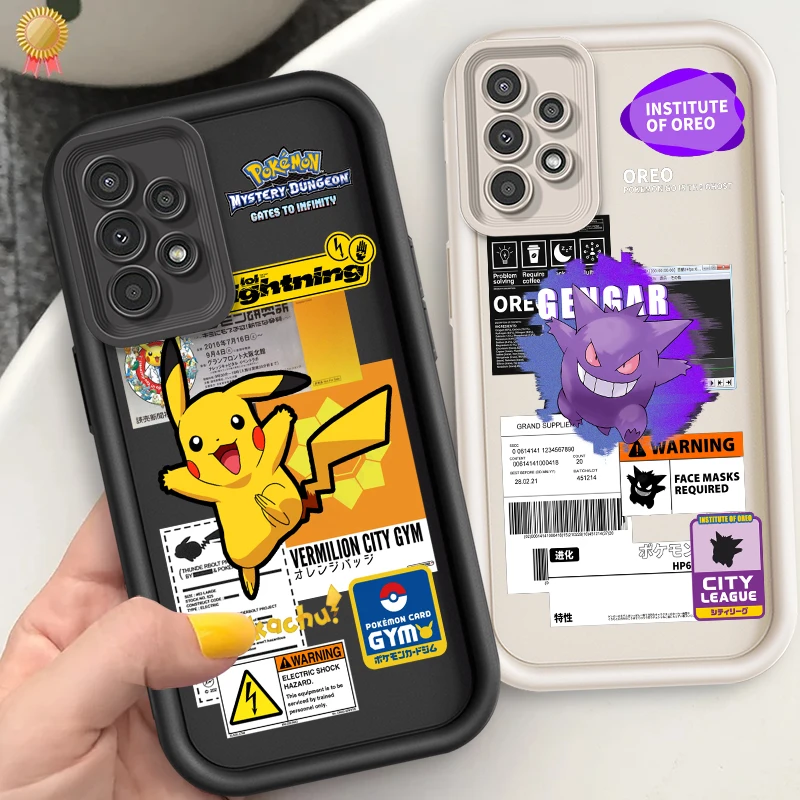 

G-Gengars P-Pikachus Cartoon For Samsung A73 A71 A54 A53 A52 A51 A33 A32 A21S A14 A13 A12 A03 A04 A05 5G Eye Ladder TPU