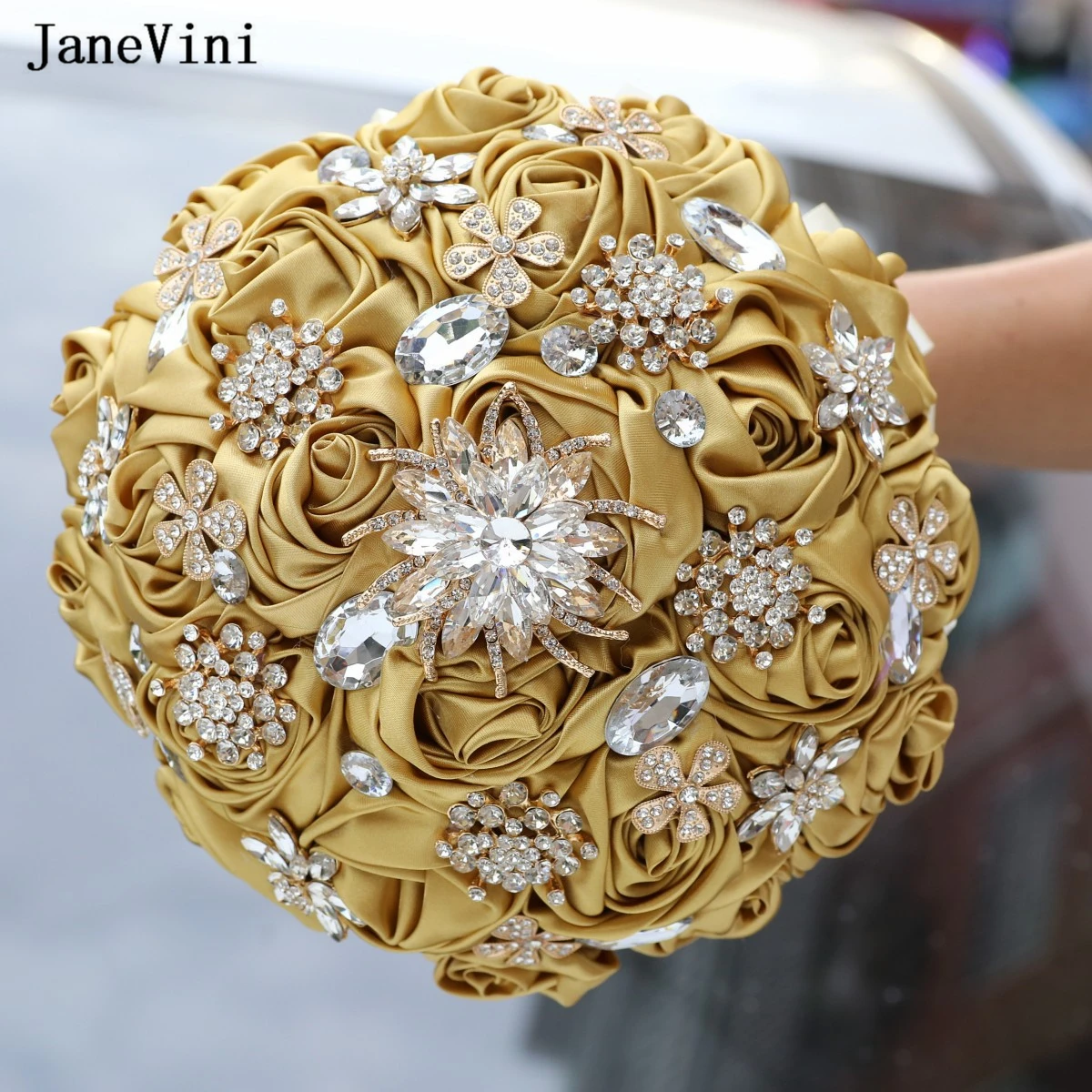 

Роскошные бриллиантовые золотые свадебные букеты-ленты jaevini 2023, цветы, Потрясающие Кристаллы, свадебные бриллианты для невесты на заказ