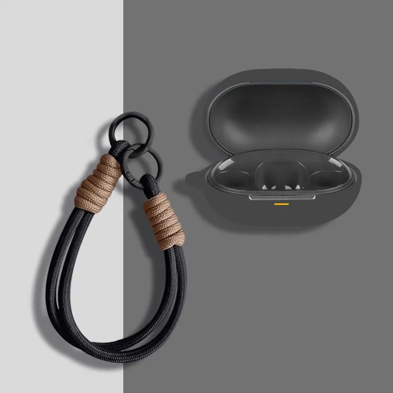For SoundPeats Clip1 Case Silicone Protective Earbuds Cover Clip1 Headphone Bags With Nylon Lanyard Soft Shell