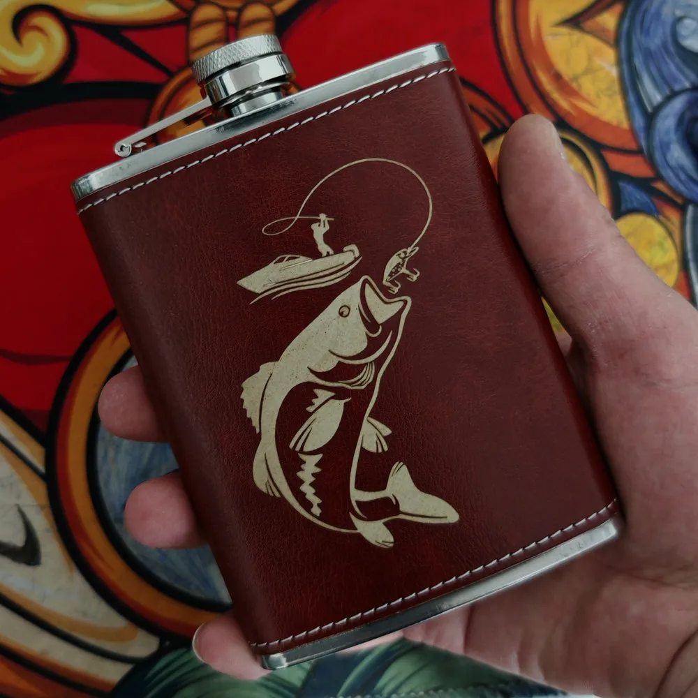 

Finshing Stainless Steel 304 8OZ Hip Flasks Covered Wine Red Pu Leather Flask With Funnel For Alcohol Liquor Outdoor drinkware