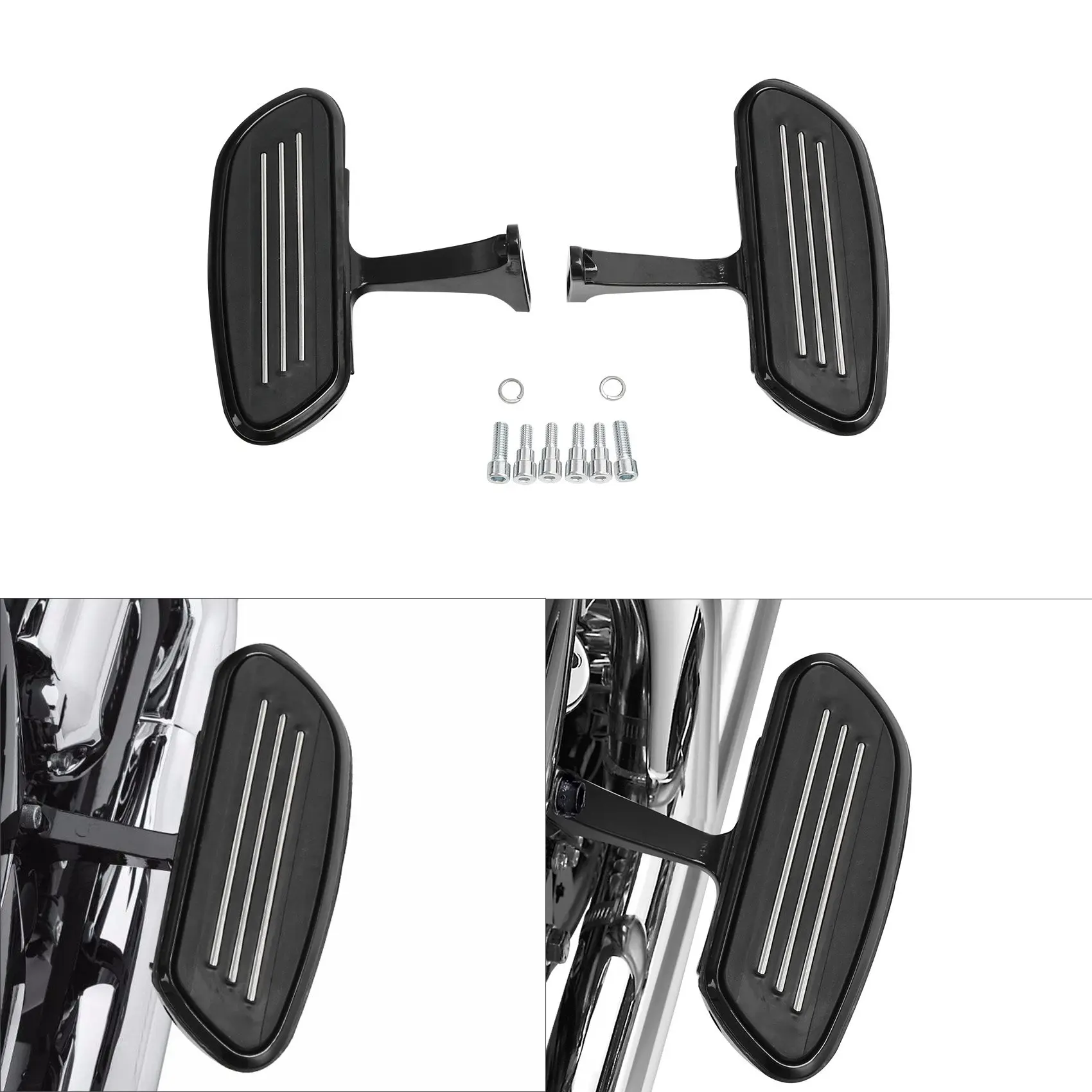 Motorcycle Passenger Floorboard & Bracket Set For Harley Touring Electra Street Road Glide 1993-2026 Streamline