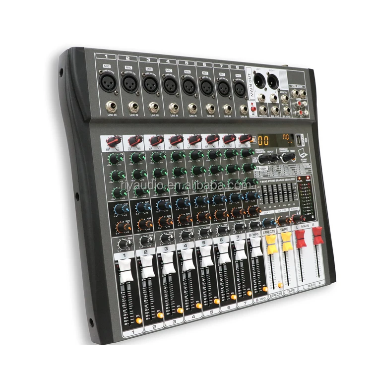 MX99-8i Mixer audio professionale Console di missaggio a 8 canali da utilizzare per DJ Stage