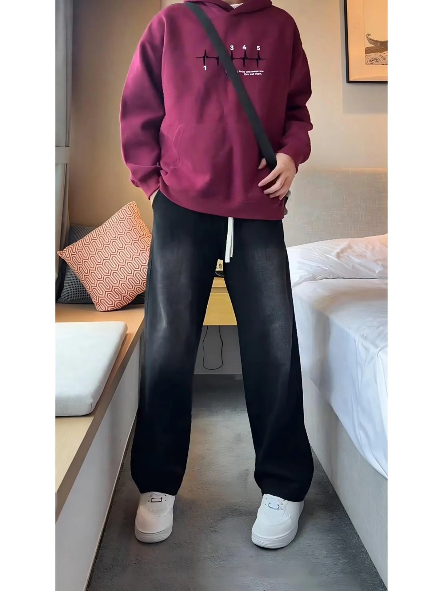 

Мужские джинсы American Sle Bla ey Waed, свободные прямые брюки, драпированные широкие брюки Cleanfit, осенняя коллекция