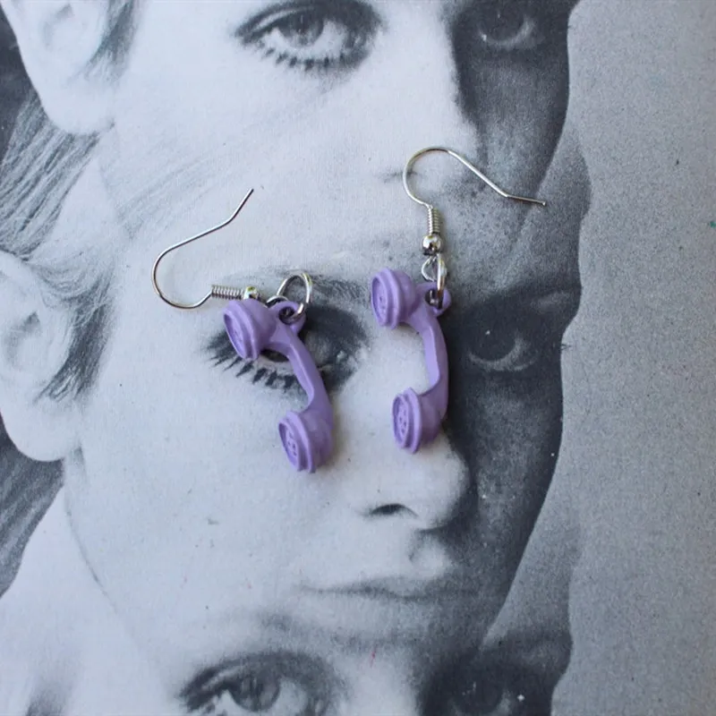 1 pair Kawaii Vintage Phone Receiver Pendant Women\'s Earrings for Girls Party Jewelry Unique Drop Earrings Gifts 4 Color Options