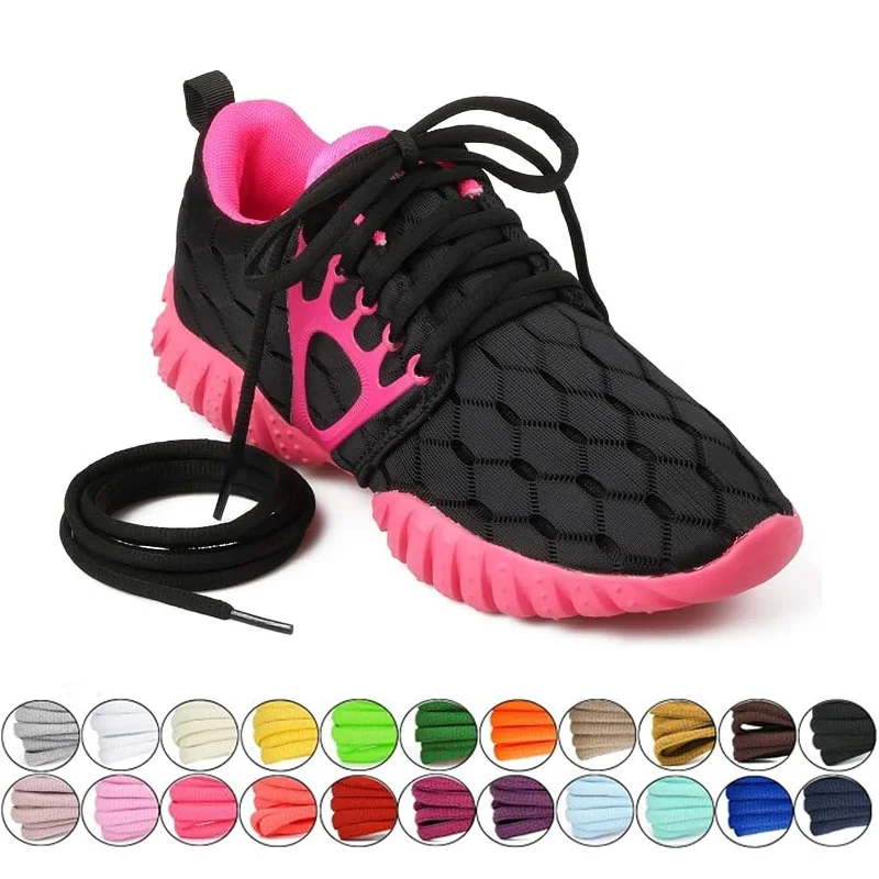 Durable Sports Half Round Shoe Laces, 0.6 Cm Wide Oval Laces for Running Shoes, Basketball and Sneakers, Non Fade Non Loose