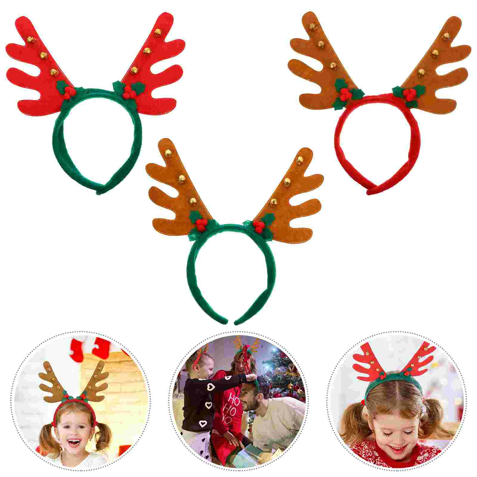 

9 Pcs Bell Antler Headband Christmas Party Outfits Hair Clasp Headdress Fabric Accessories