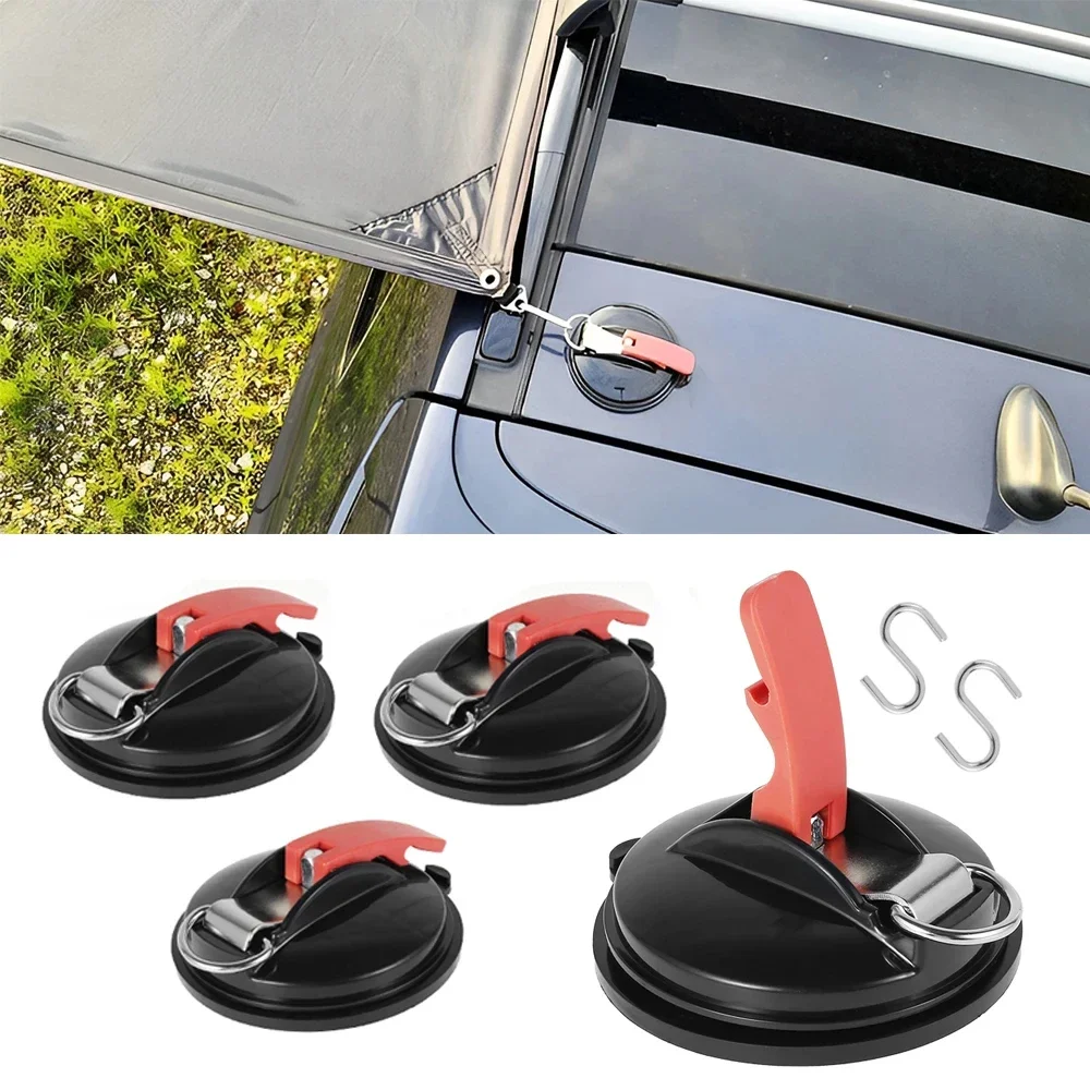 4Set Vacuum Suction Cup Anchor with Fixed Hook Suction Cup Hook for Heavy-Duty Car Watch Strap Suitable for Car Bathroom