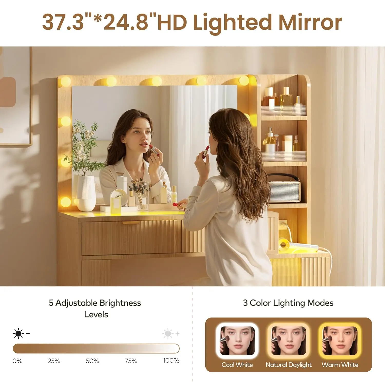 Fluted Vanity with Lights 2