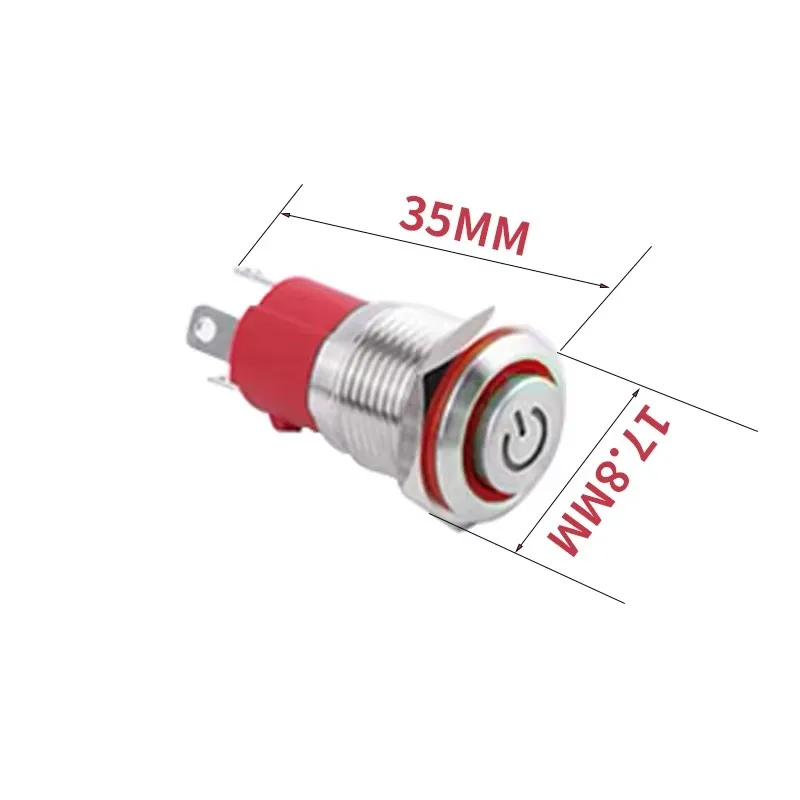 16mm (Convex) Economical Metal Push Button Switch, IP67 Waterproof, R/G/B LED Light, 10A, 3-6V/12-24V