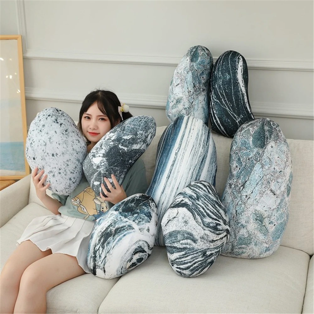 Stone Shape Pillow Plush Toys Soft Emulational Stone Rock with Filler for Living Rome Home Decoration Cushion Pebble Pillow