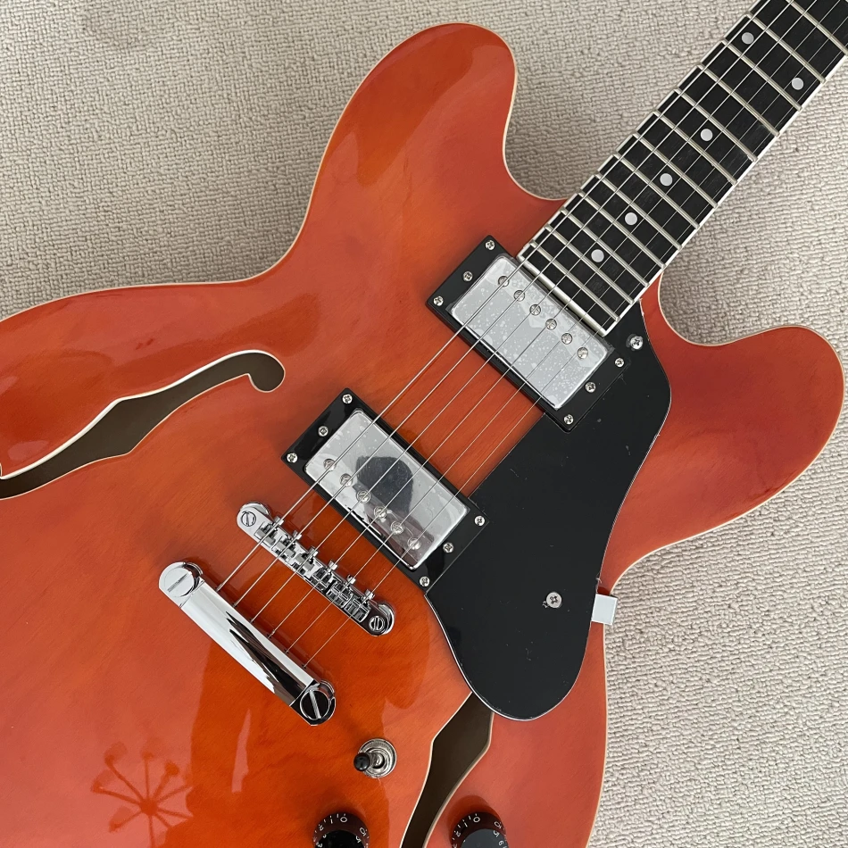 صنع في الصين، جيتار كهربائي مجوف لموسيقى الجاز، أجهزة كروم، بيك اب HH، جسم جيتار خشب القيقب، توصيل مجاني