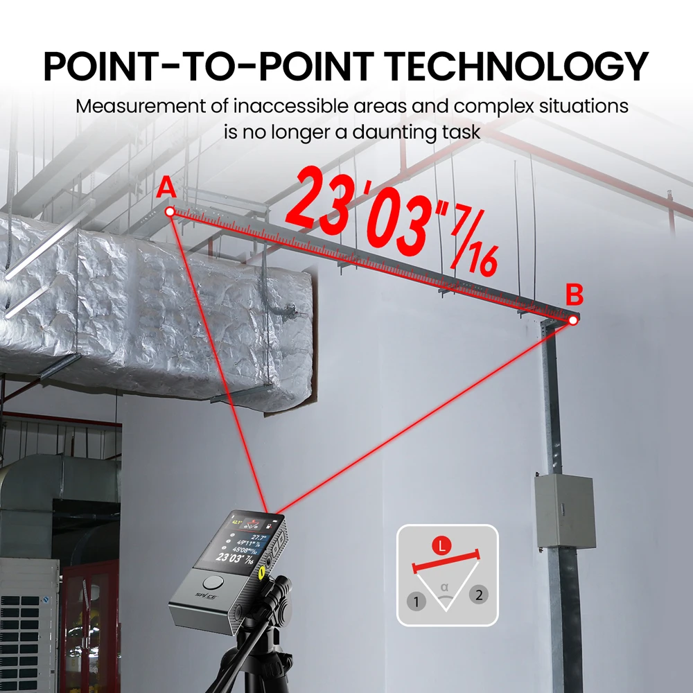 Mileseey D9 Pro 100m Laser Distance Meter with Visual Aligning 2.4 Inch IPS Touch Screen 18 measuring modes As Measure Tools