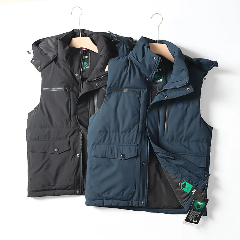 سترة بغطاء للرأس للرجال: تصميم ملابس عمل متعددة الجيوب للخريف/الشتاء في الهواء الطلق والترفيه القبعة قابلة للفصل. #2