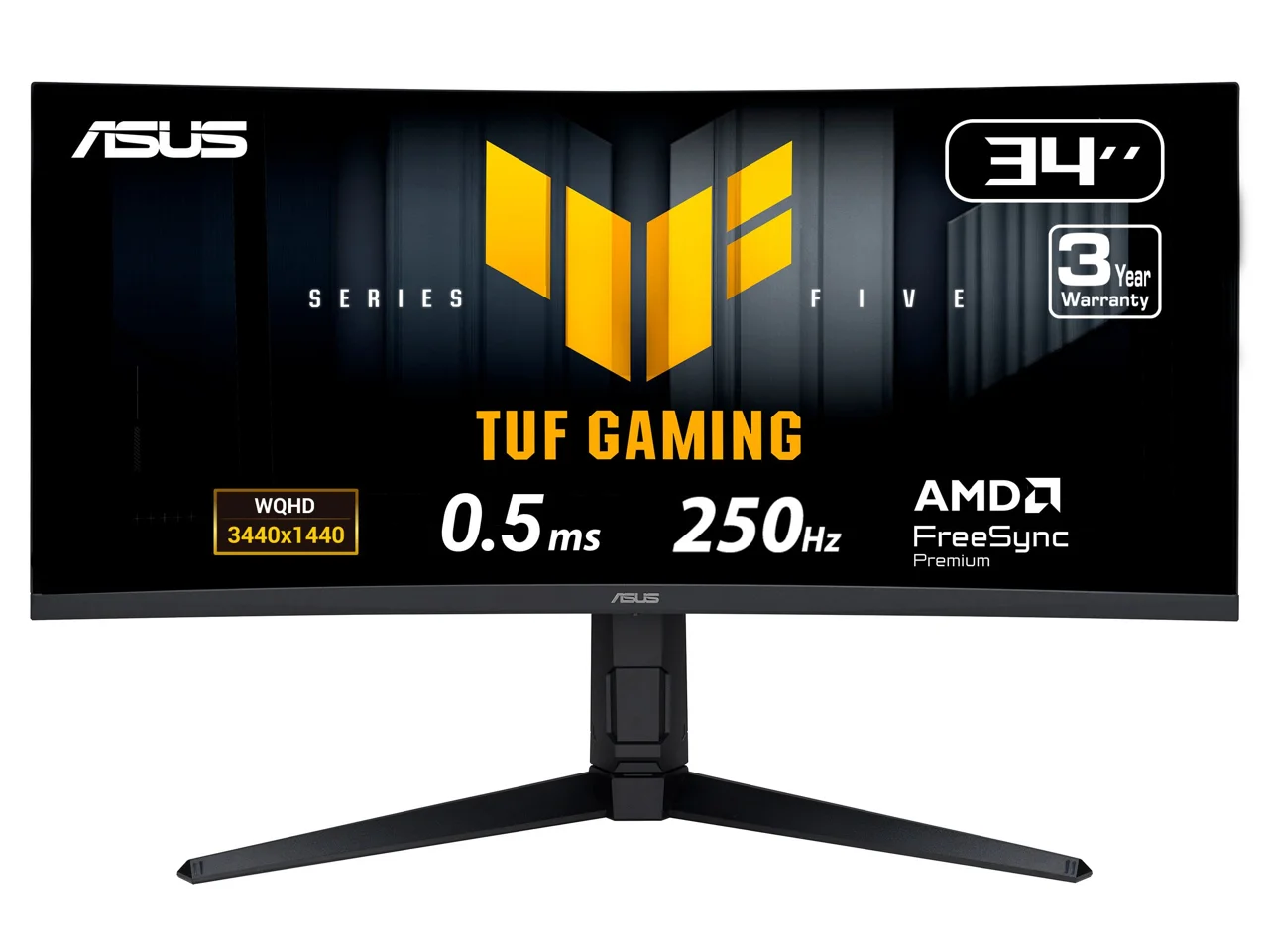 ASUS TUF Gaming 34 inch UltraWide QHD 2K 1440P 250Hz AMD FreeSync Premium 0.5ms ELMB HDR400 Built-in Speakers Curved Gaming Computer Monitor with Height Adjustable, Swivel & Tilt Stand VG34WQML5A