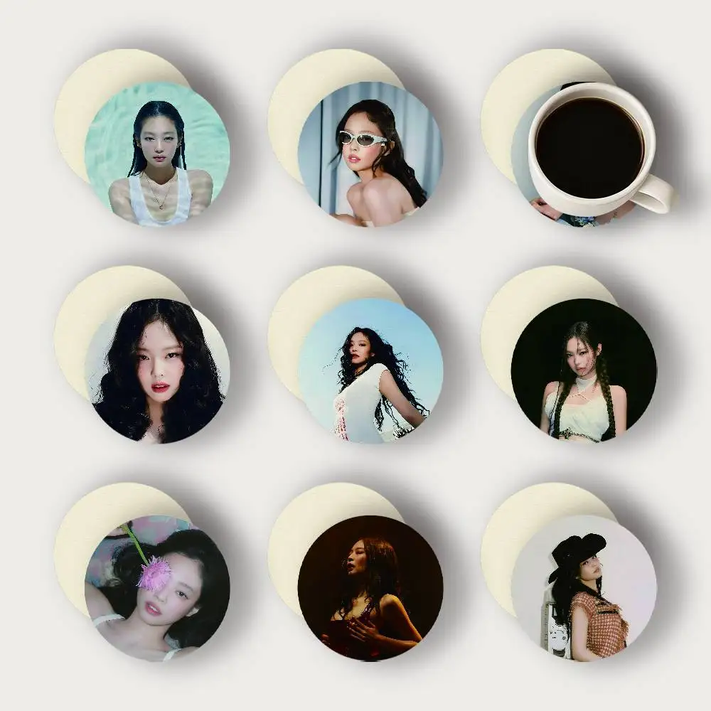 

Prety J-Jennie Singer 2D Wooden Coasters Heat Resistant Non-Slip Home Office Bar Cafe Restaurant Holiday Birthday Gift Durable