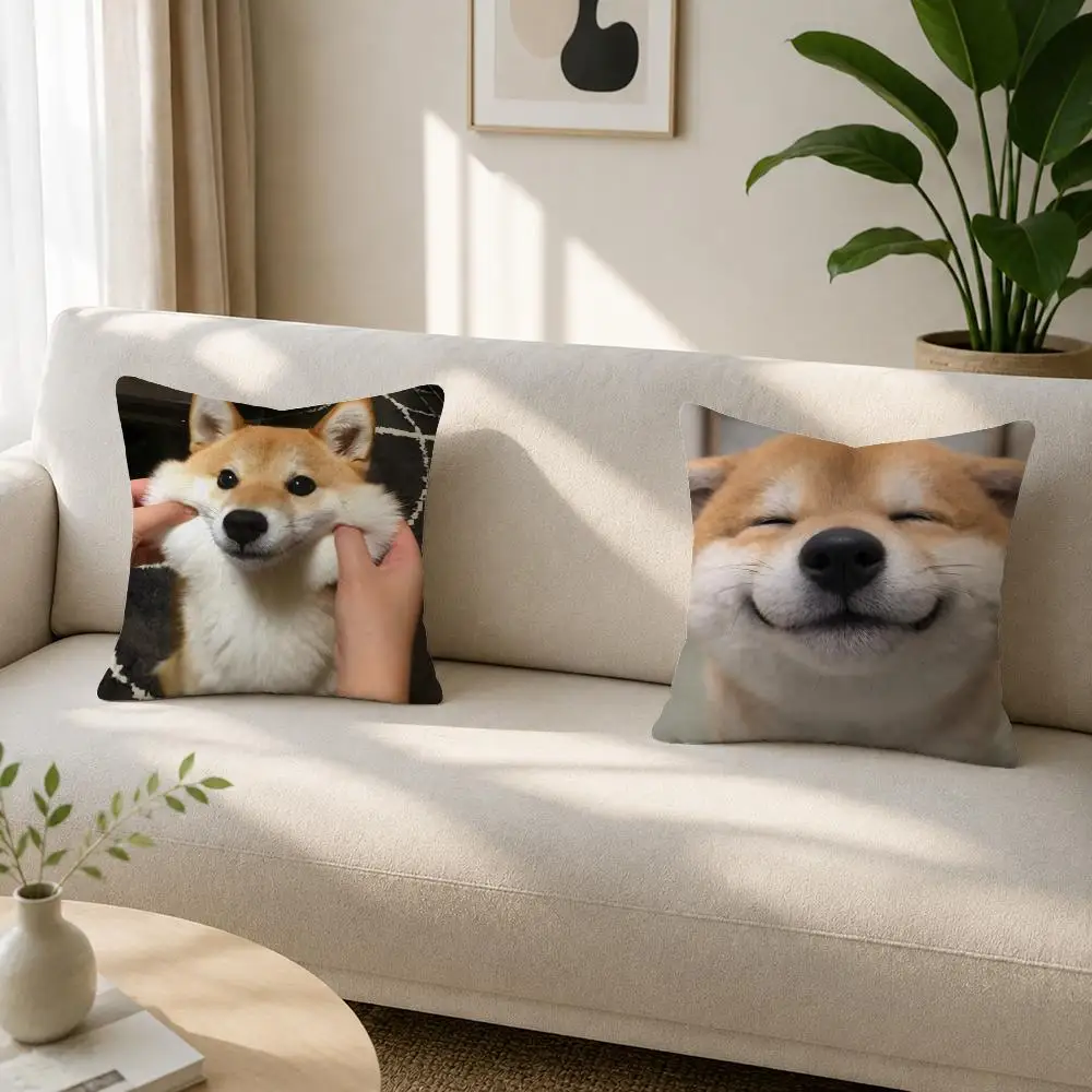 Dog Breed Shiba Inu Cushion Cover Soft Plush Cushion Covers Fluffy Throw Pillow Cases for Sofa Bedroom Home Decor