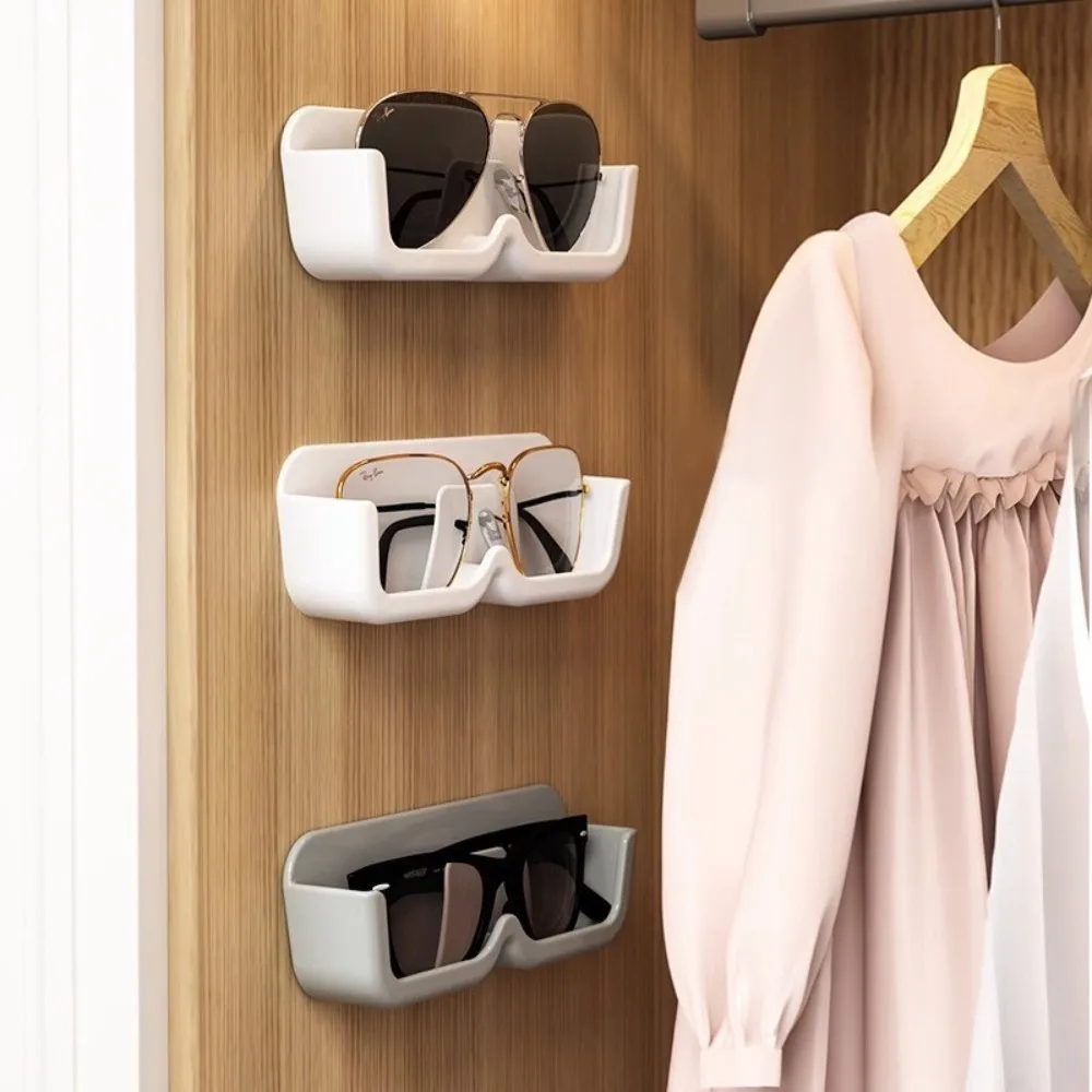 Punch-free Sun-glasses Display Holder Wardrobe Decoration Wall Mounted Glass Showcase Portable Home Tidying Eyewear Storage Box