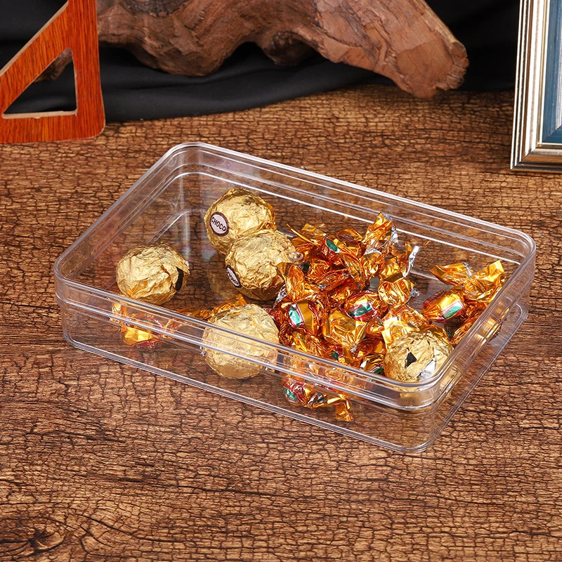 Rectangular Plastic Transparent Box Food Grade Ps Biscuit Nut Chocolate Candy Box With Lid