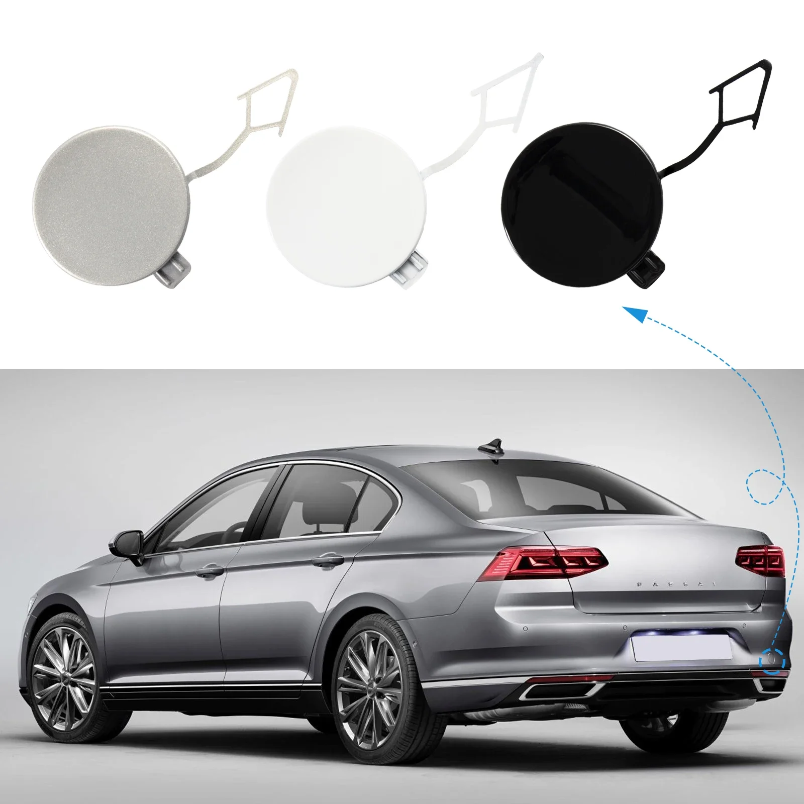 

OLANGDA Rear Bumper Tow Hook Cover Cap Towing Eye For VW Passat B8 Accessories 2020 2021 3GD307441A Car Accessories