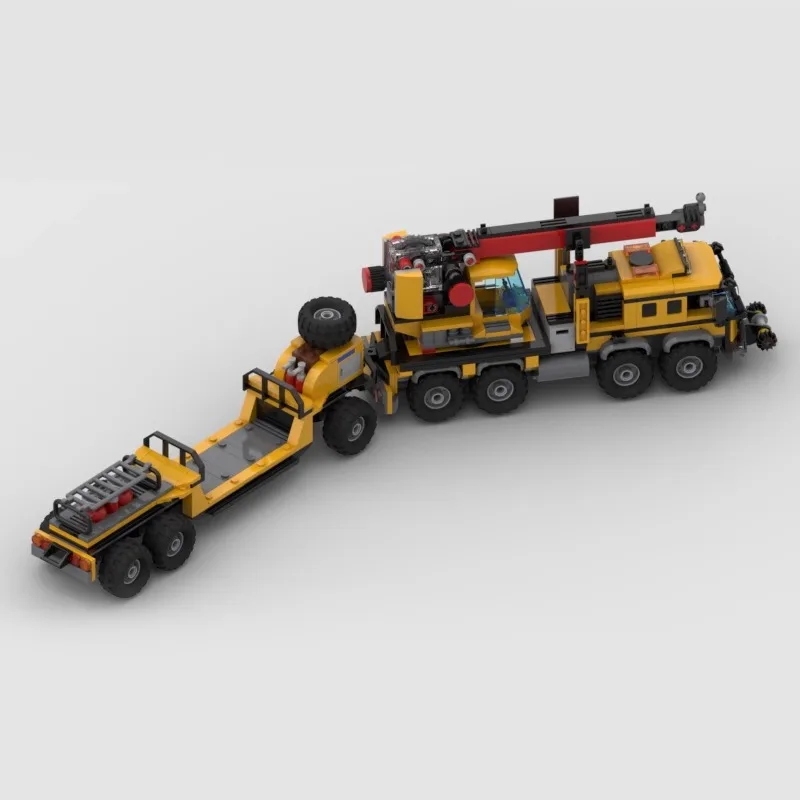 MOC-84156 Dschungel Fracht LKW Anhänger Stadt Autos Idee Moc Bausteine Ziegel Renn technik kreative DIY montieren Modell Set