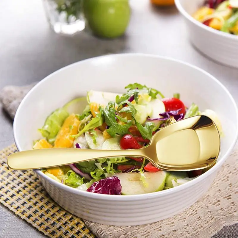 

Square Head Stainless Steel Spoons | Desserts Shovel Spoons | Fashion Thick Soup Spoons Table Spoons Dinner Spoons Rice Spoons