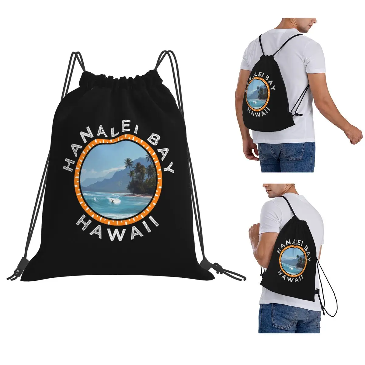 

Hanalei Bay - Hawaii Backpacks Fashion Drawstring Bags Storage Bag Book Bags for Man Woman Students
