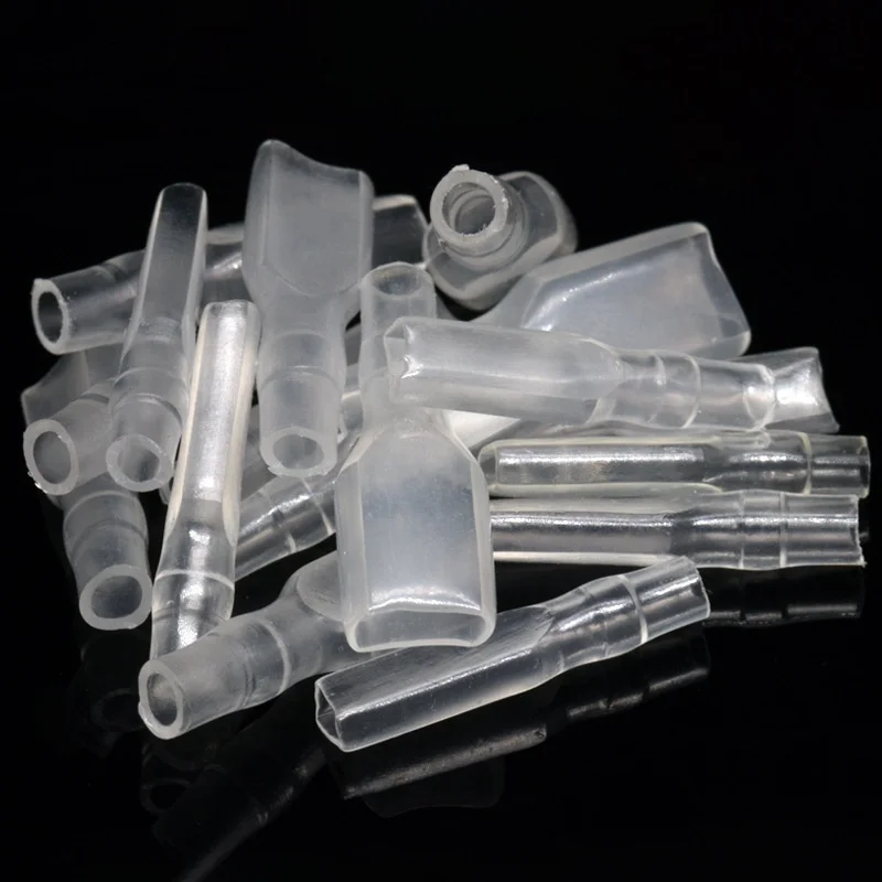 100 قطعة غطاء شفاف لموصل محطة تجعيد 6.3 مللي متر #6