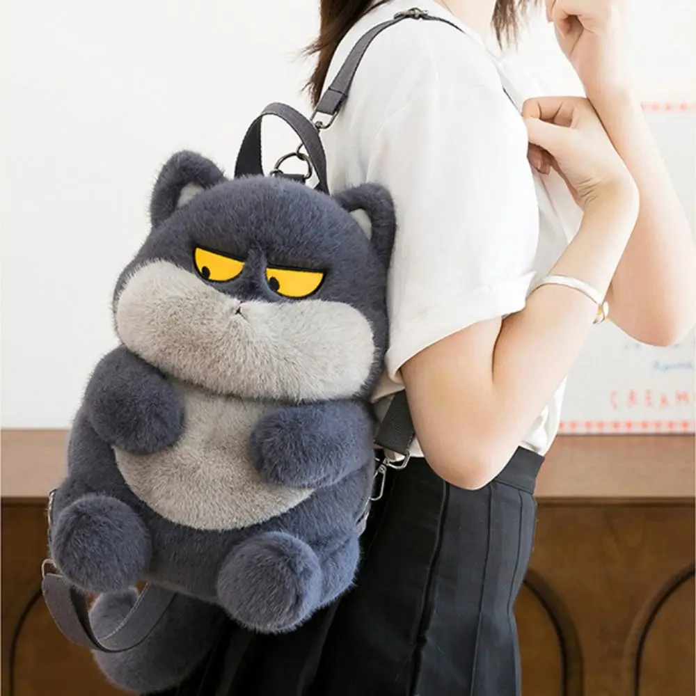 Animals Cat Plush Backpack Plush Doll Large Capacity Little Cat Doll Shoulder Bag Phone Bag 35cm Cartoon Plush Schoolbag Lady