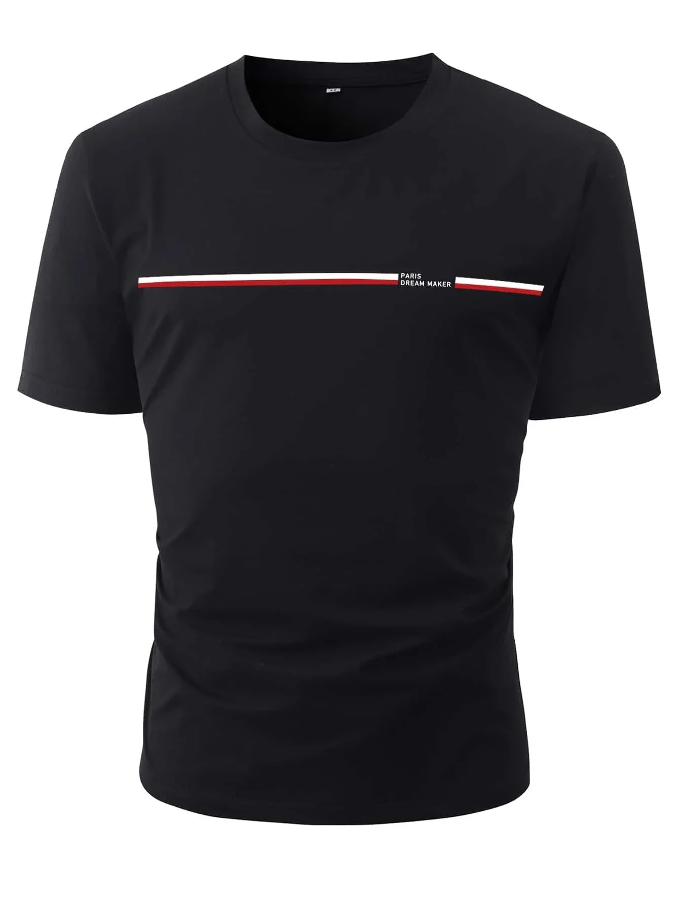 تي شيرت رجالي صيفي فضفاض مقاس كبير مطبوع عليه حروف باريس بقصة ضيقة كاجوال رياضي برقبة دائرية وأكمام قصيرة