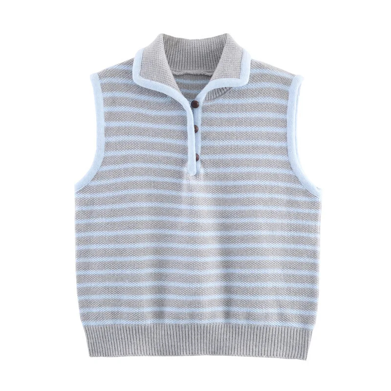 Autumn New Women's Clothing Fashion Casual Loose And Versatile Sleeveless Striped Vest Vest