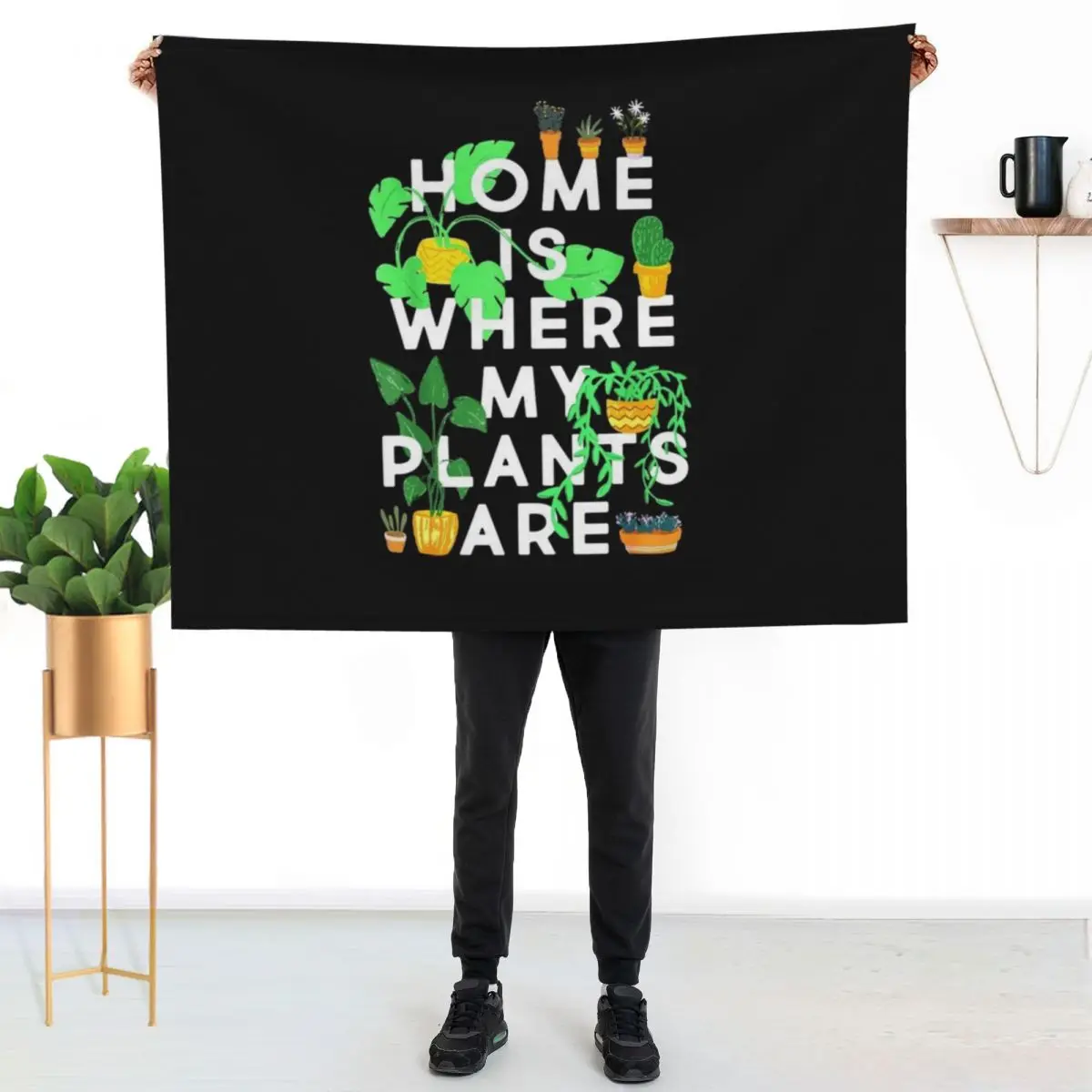 

Home Is Where My Plants Are Throw Blanket Stylish Couch Blanket for Home Living Room