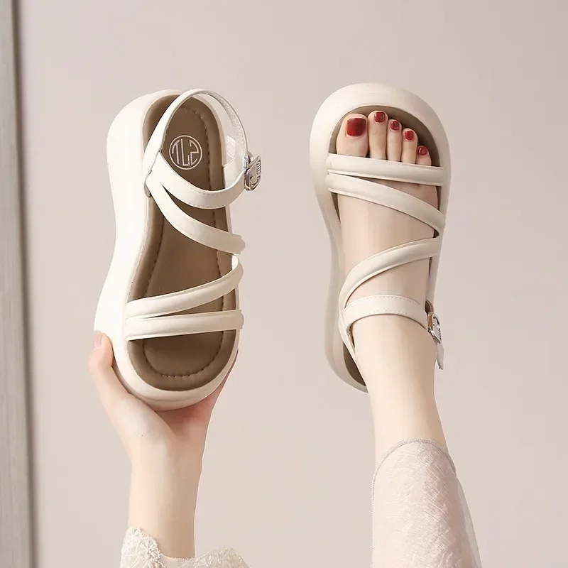 2024 Korean Sandals Women Fashion Sandals Casual Shit-feeling Beach Sandals Comfortable Casual Thick-soled Beach Shoes