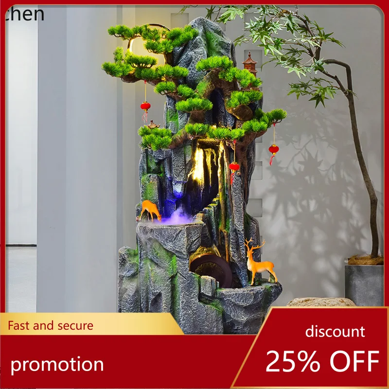HXL Fake Mountain Circulating Water Wealth Floor Fountain Landscape Humidifier Decorative Ornament