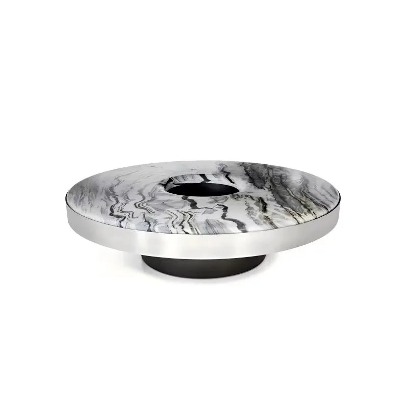 Modern Luxury Round Marble Countertop Stainless Steel Coffee Table Set