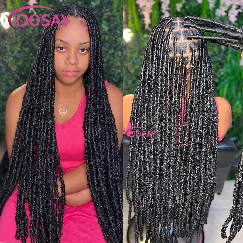 Synthetische Box geflochtene Perücke für Frauen 40 Zoll senegal esische Twist Braids Perücke Dread lock knoten loses Flechten mit Baby Haar Schmetterling