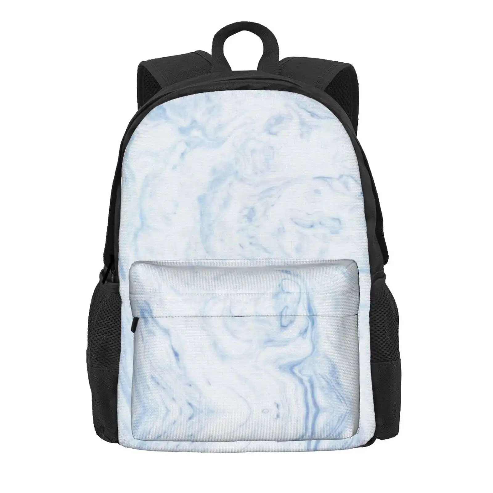 Blue Marble Hot Sale Schoolbag Backpack Fashion Bags Blue Marbled Sky Blue Marble Light Blue White And Blue Aesthetic Blue