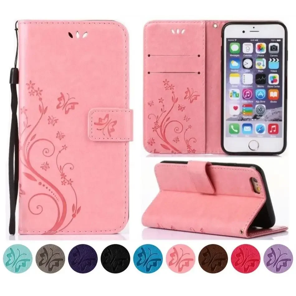 Luxus Schmetterling Fall Für Samsung Galaxy S24 S23 S22 S21 S20 Fe Ultra S10 Plus Dame Frau Brieftasche Karte slots Telefon Abdeckung Fundas C