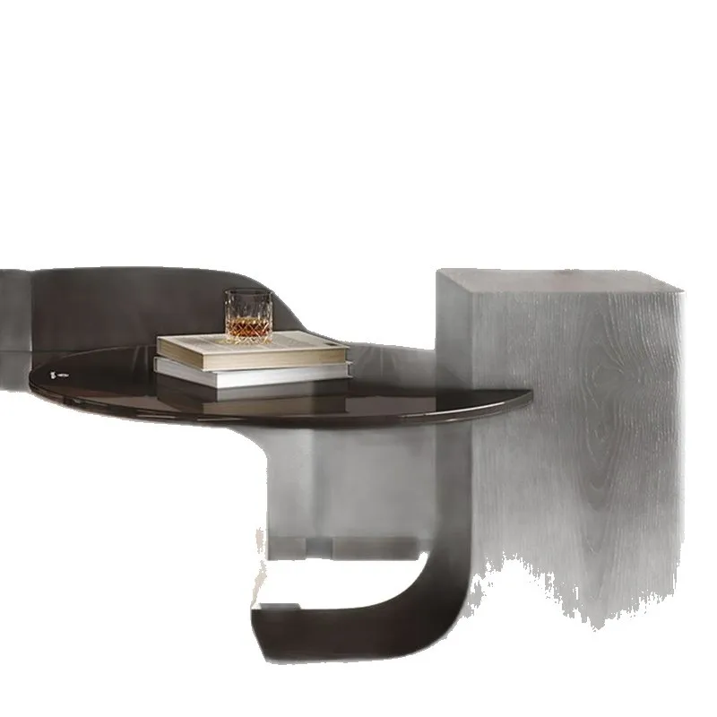 HYS living room Italian minimalist high-end solid wood light luxury coffee table combination round antique small apartment