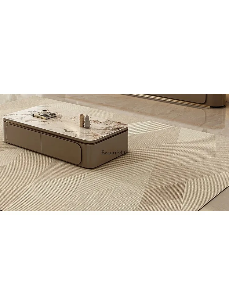 

Light Luxury Stone Plate Coffee Table Minimalist Italian Style Silent Cream Style Small Apartment Living Room Furniture