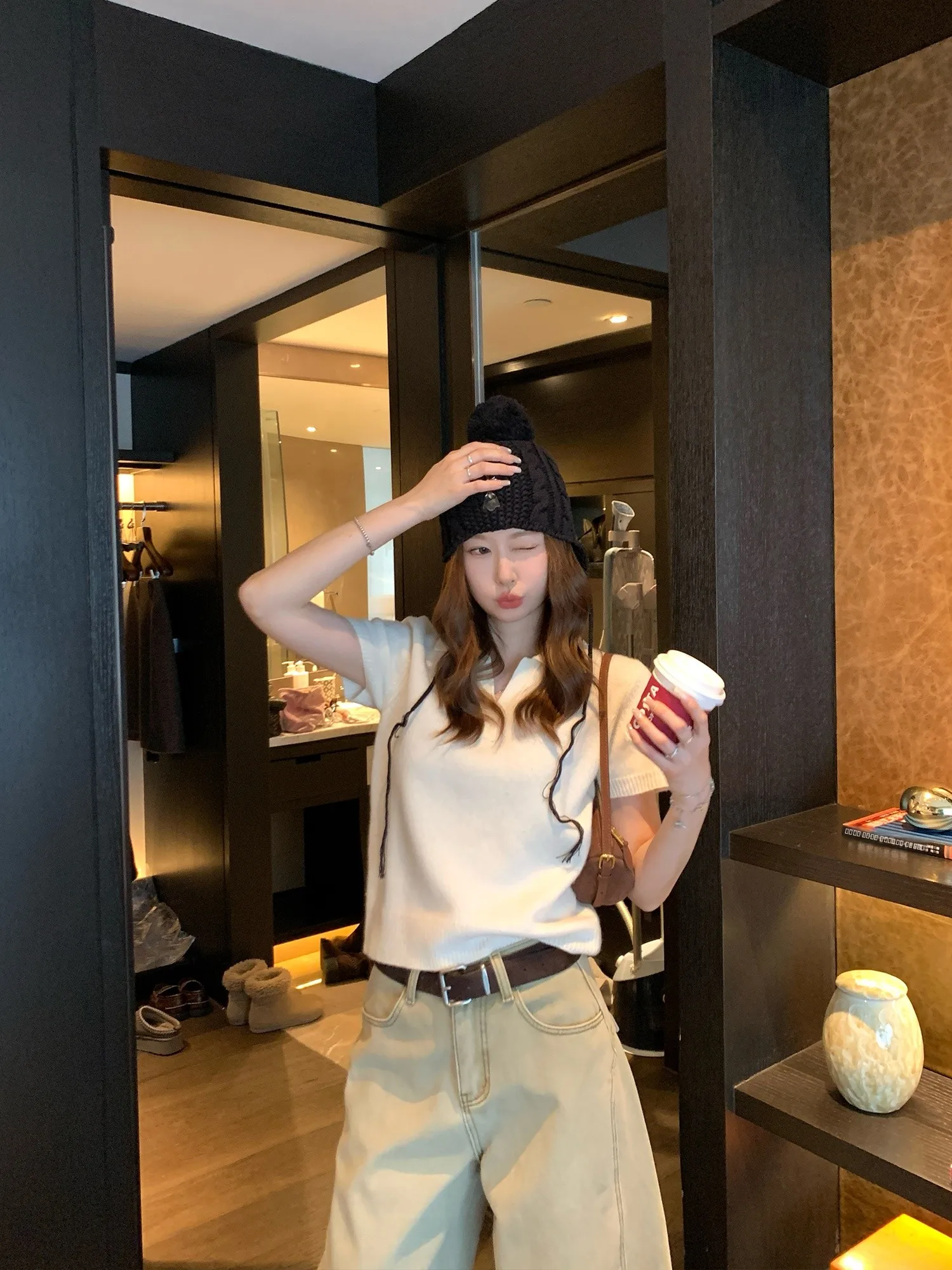 

Retro Pure Color Woolen ort Sve Sweater Women's Autumn Winter Design Base Layer irt Inner Wear Top for Young Girls