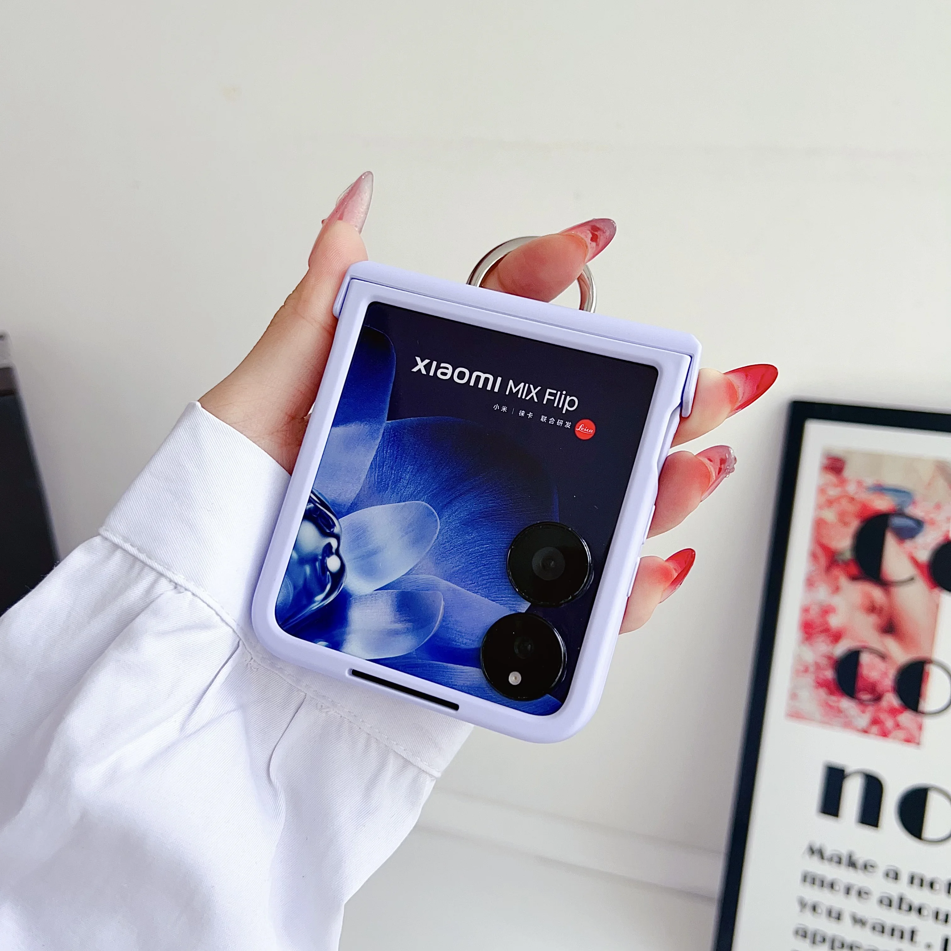 Für Xiaomi MIX Flip Fall Ring Ultra-dünne Matte Haut-Freundliche Stoßfest Schutz Scharnier Klapp Hard Cover Zubehör Funda – Detail 1