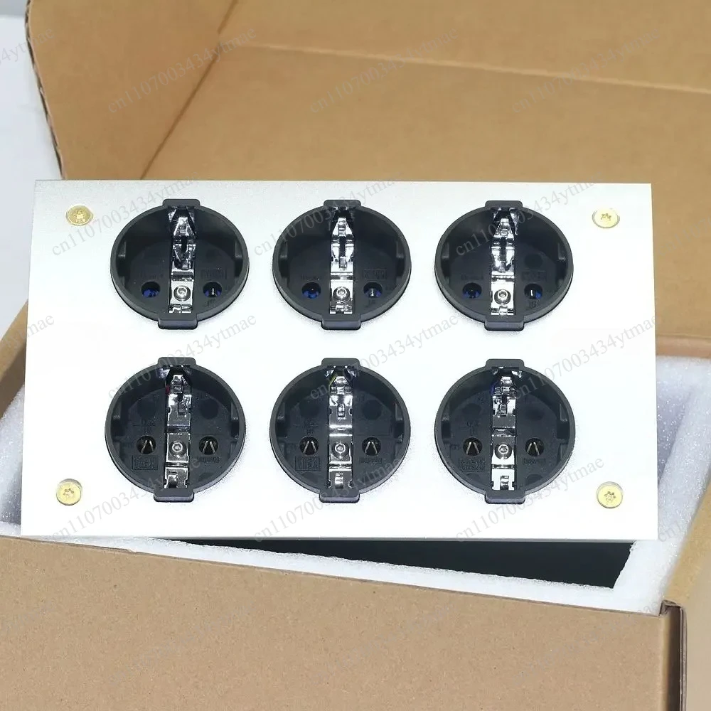Aluminum Alloy 6 Port Audio Grade Power Socket Noise Filtering Mute Design HiFi System Power Extension Socket